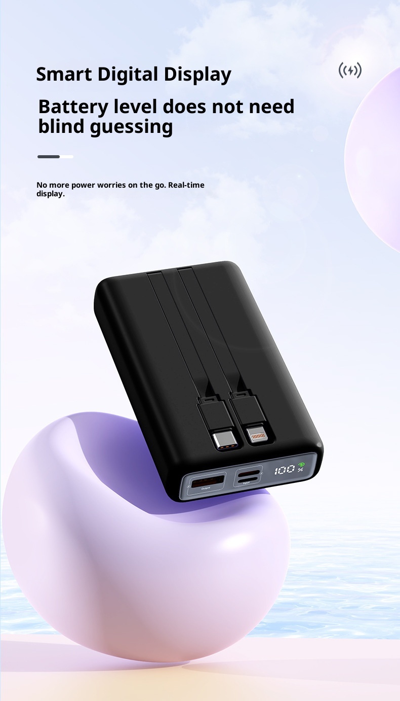 techglobe Cross-Border Exclusive 20000mAh Dual-Direction 22.5W Fast Charging Capacity Power Bank Portable With Dual Cables Lithium_voghion.com