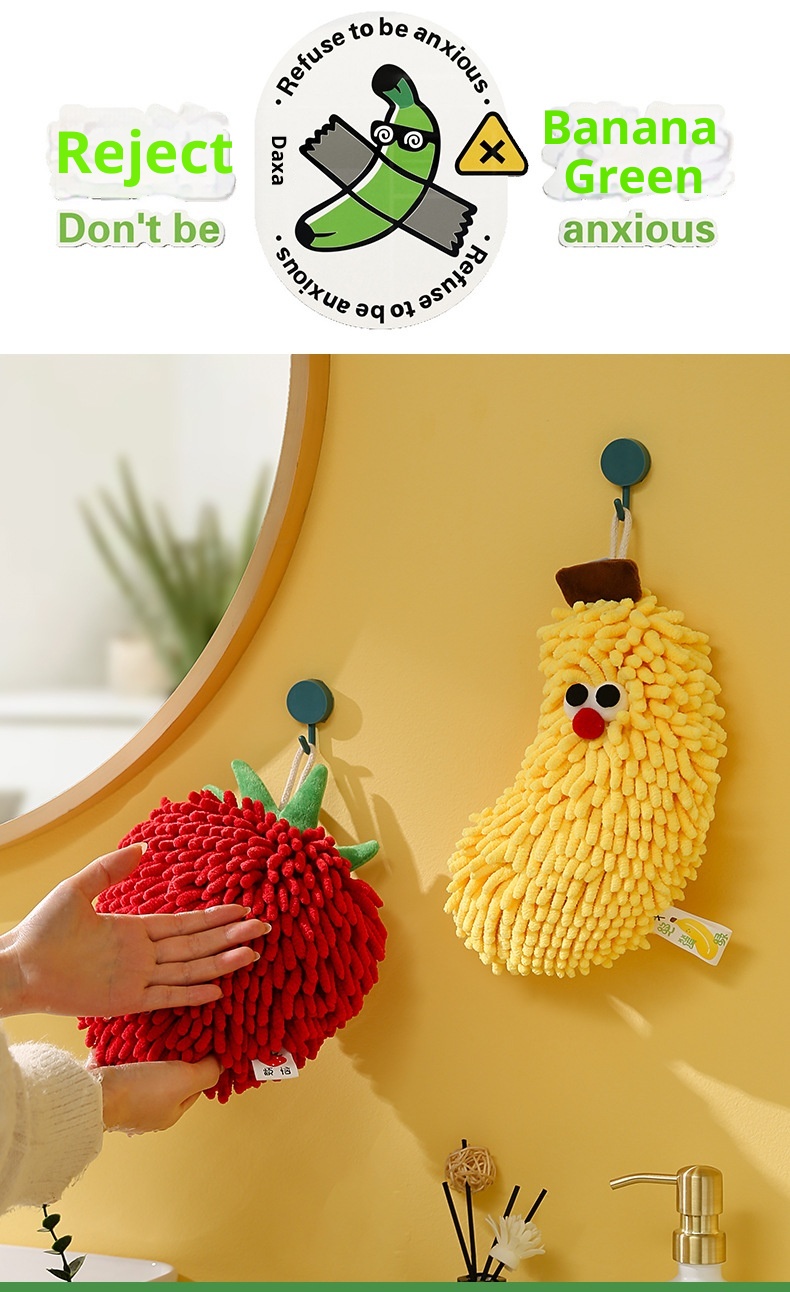Lillian Cute Big Eyes Chenille Fruit Hand Creative Adorable Towel Festive Red Hanging Decoration_voghion.com
