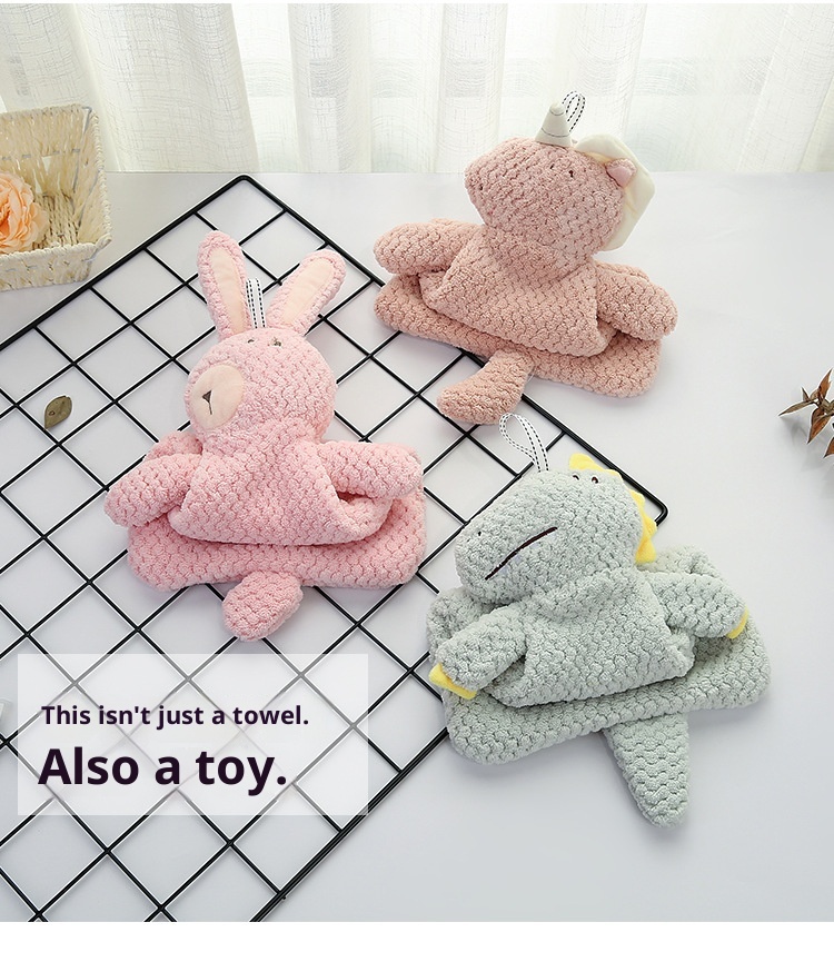 Lillian New Japanese Style Coral Fleece Face Hand Kitchen Household Unicorn Naked Bear Hanging Towel Easy To Clean_voghion.com