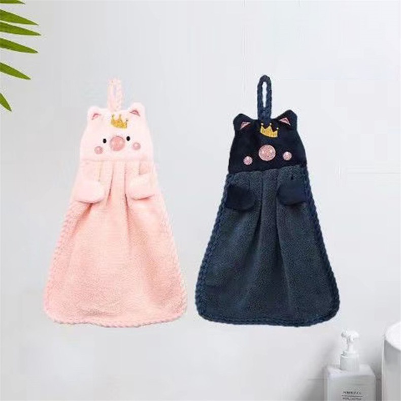 Paño de baño colgante Lillian Home, bonito, con diseño de dibujos animados, toalla para secarse las manos, absorbente y de secado rápido._voghion.com