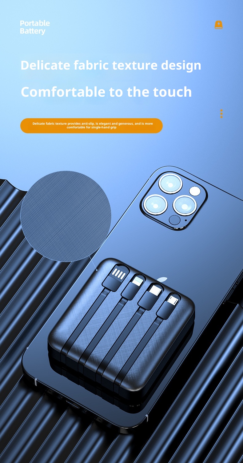 TechGlobe Four-Wire Mini Bank 20000mAh Fast Charging Mobile Power Supply Gift Custom Creative Lithium Battery_voghion.com