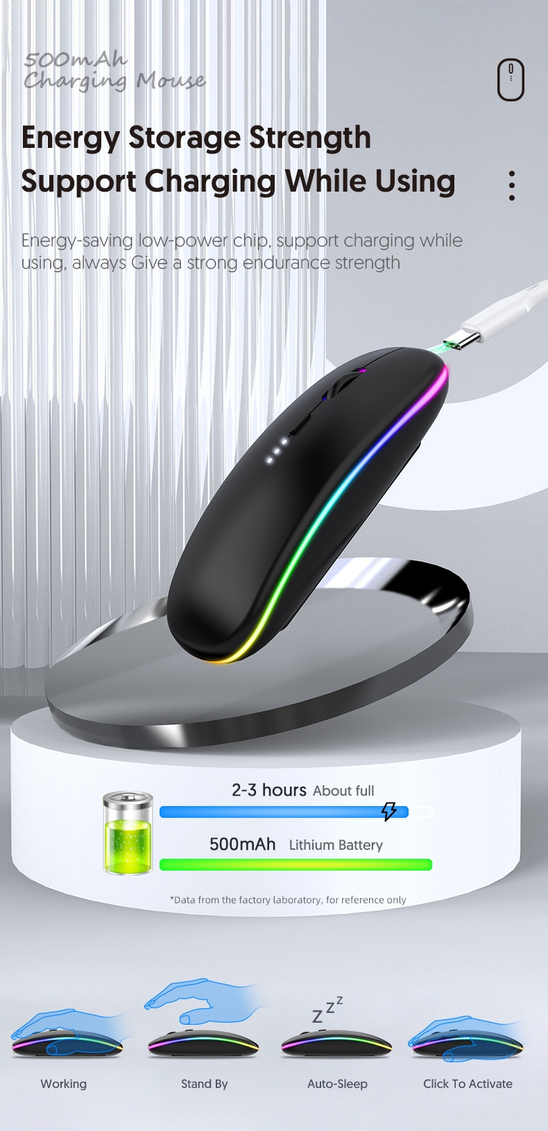 Techglobe Hot-Selling Type-C Charging Silent Bluetooth Dual-Mode Power Display Wireless Mouse Universal For Phones And_voghion.com