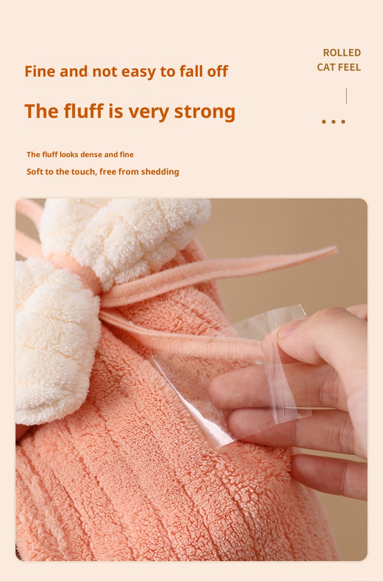 Lillian Hanging Cute Cartoon Bowknot Absorbent Towel Coral Fleece Bathroom Kitchen Hand Cloth_voghion.com