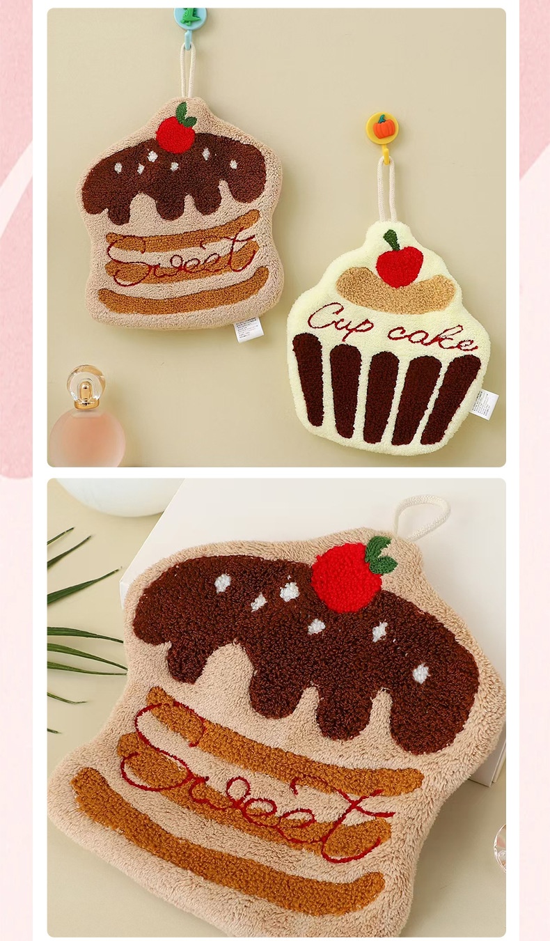 Lillian New Cartoon Cake Hanging Absorbent Thickened Quick-Dry Creative Dry Hand Towel For Children_voghion.com