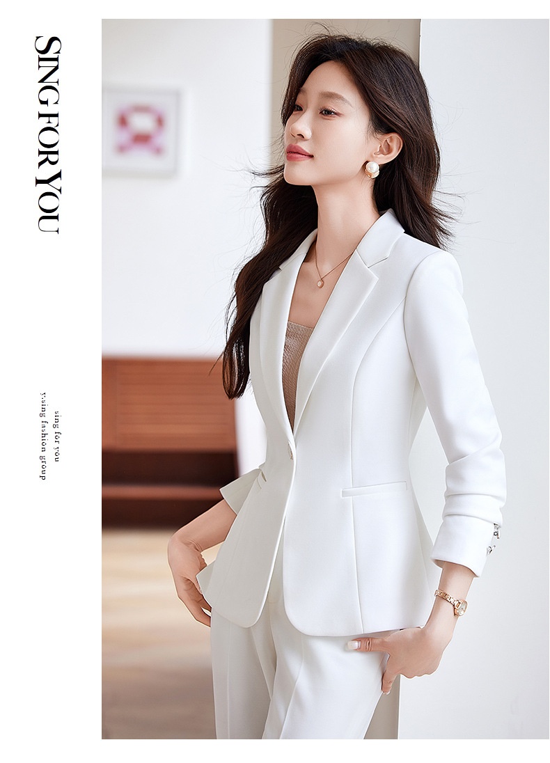 Ragazza Ragazza Completo Rosa Completo da Donna 2025 Nuova Primavera e Autunno Stile Coreano Elegante Casual Professionale Piccolo Blazer_voghion.com