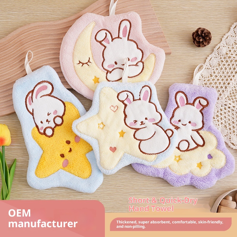 Lillian Sky Rabbit Hanging Hand Absorbent Soft Thickened Bathroom Children's Handkerchief Kitchen Small Towel Cartoon Cute_voghion.com