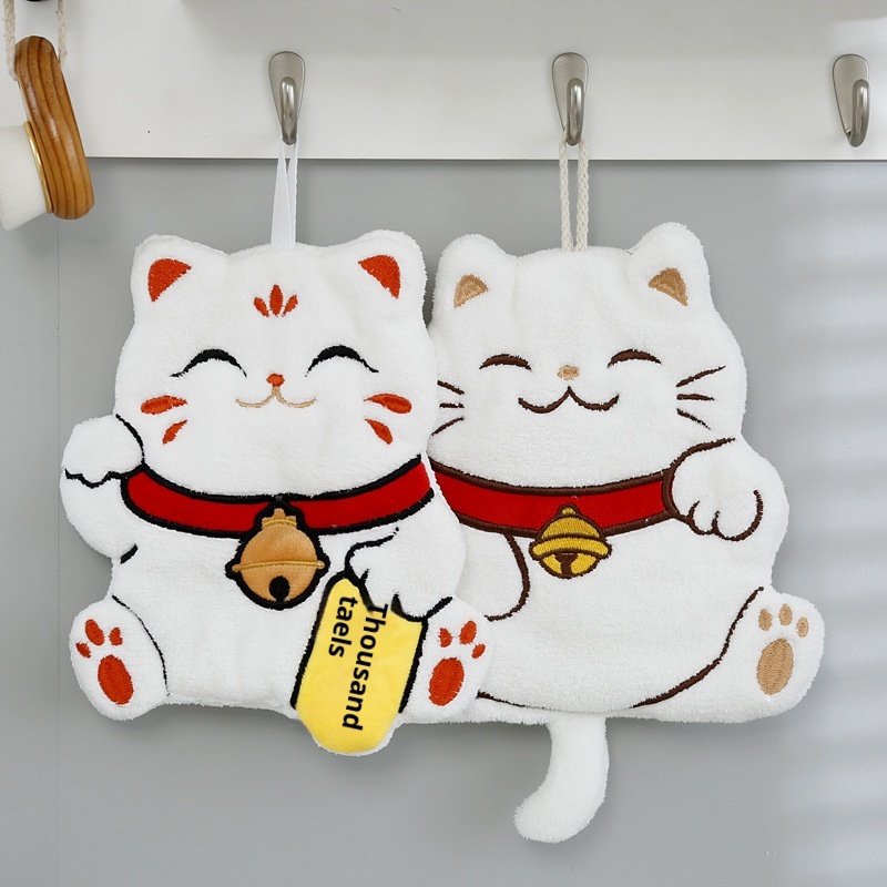 Lillian Fortune Katzen-Korallenfleece Küchen- und Badezimmer-Hängetuch Großhandel Niedliches Kinderhandtuch_voghion.com