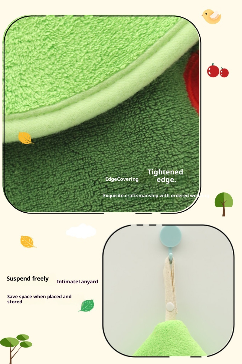 Lillian Cartoon Cute Little Tree Double-Layer Coral Fleece Towel, Kangle House Hanging Thickened Absorbent Hand Towel Wholesale_voghion.com