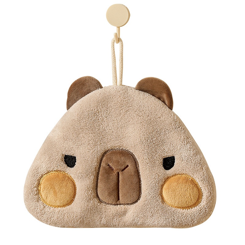 Lillian Capybara Coral Fleece Absorbent Quick-Dry Cartoon Children's Hanging Bathroom Hand Cloth Handkerchief Towel Cute_voghion.com