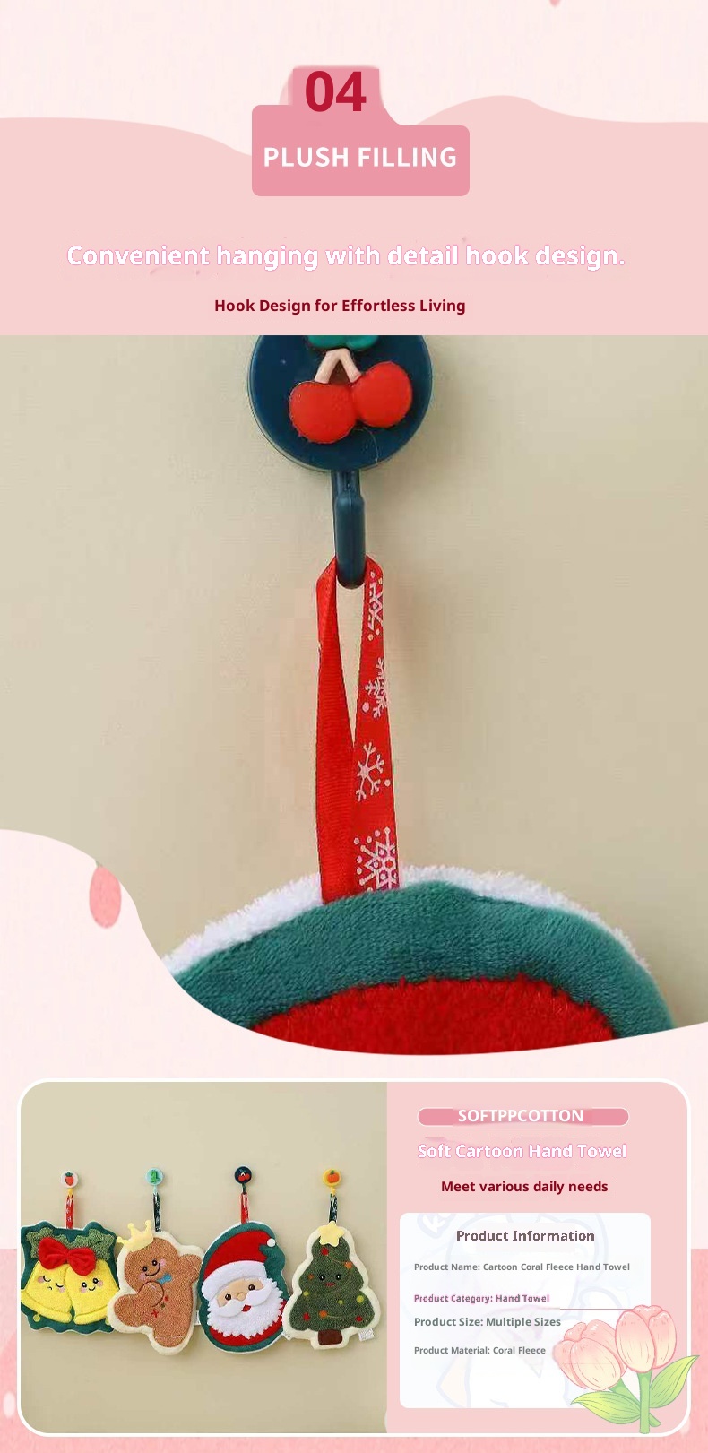 Lillian Cross-Border Creative Christmas Kitchen Household Cartoon Hand Absorbent Children's Hanging Small Towel_voghion.com