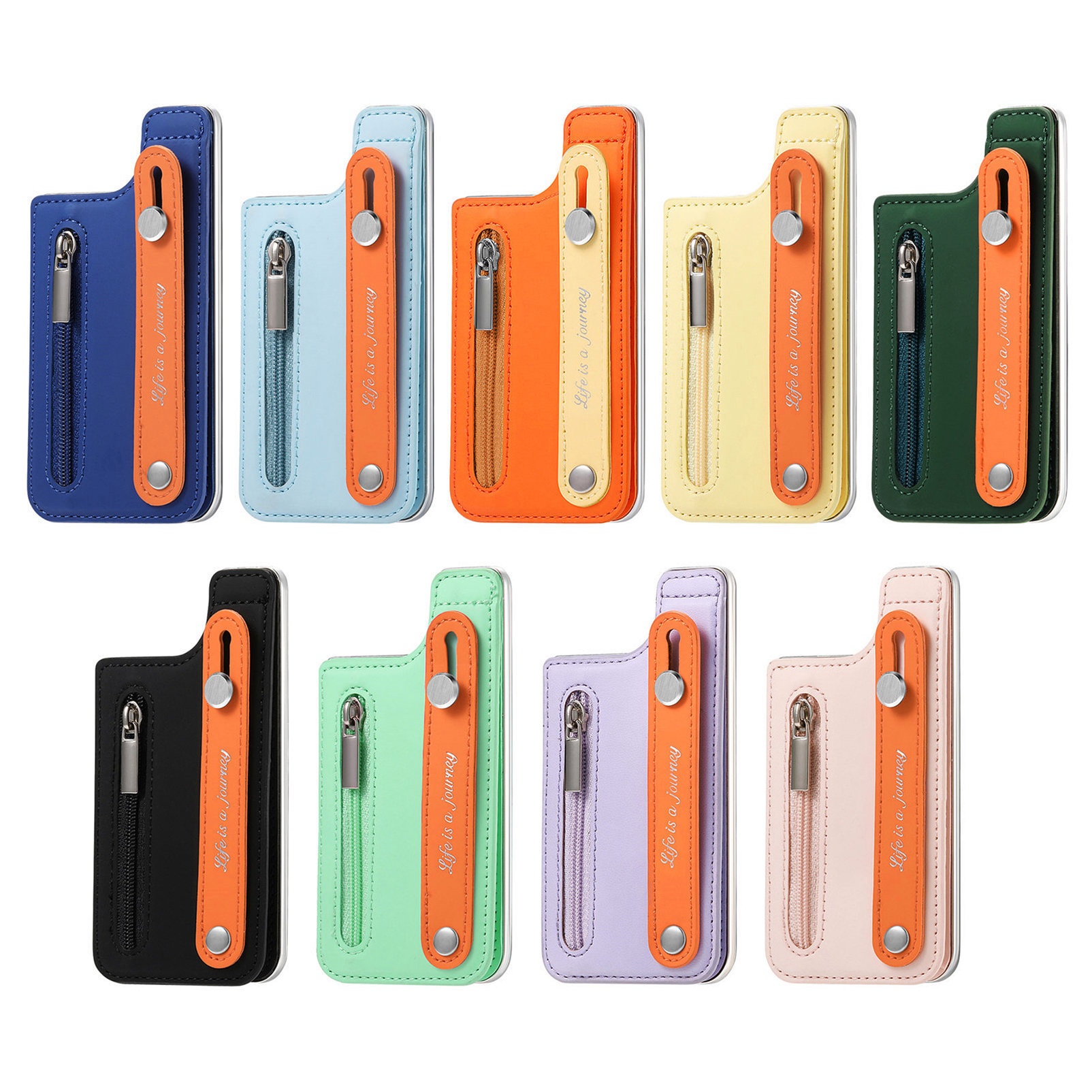 TechGlobe Macaron Color New Phone Flip Wrist Strap Storage Gift Case Back Adhesive Card Holder_voghion.com