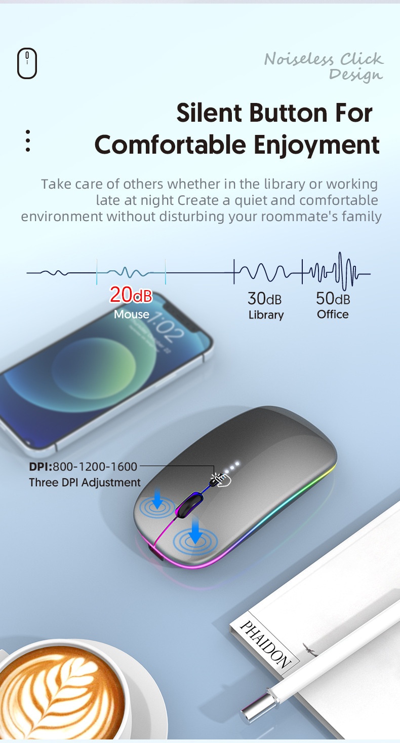 Techglobe Hot-Selling Type-C Charging Silent Bluetooth Dual-Mode Power Display Wireless Mouse Universal For Phones And_voghion.com