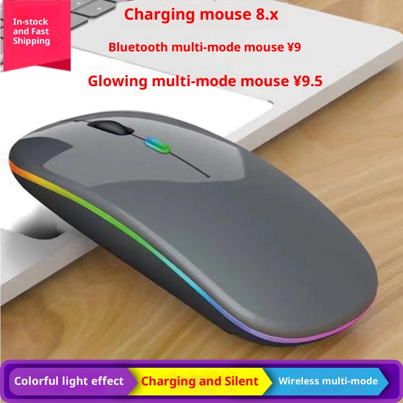 Souris sans fil silencieuse Techglobe Cross-Border, Bluetooth double mode, rechargeable et lumineuse, pour ordinateur portable ou de bureau._voghion.com