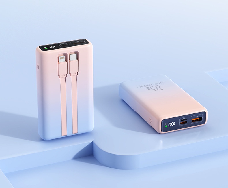 techglobe Cross-Border Exclusive 20000mAh Dual-Direction 22.5W Fast Charging Capacity Power Bank Portable With Dual Cables Lithium_voghion.com