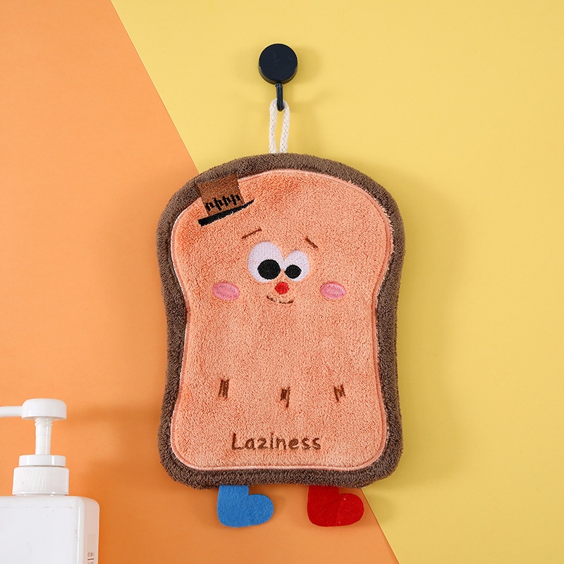 Lillian Xiaohongshu Cartoon Hangable Thickened Coral Fleece Towel, Cute Children's Hand Towel With Hanging Design_voghion.com