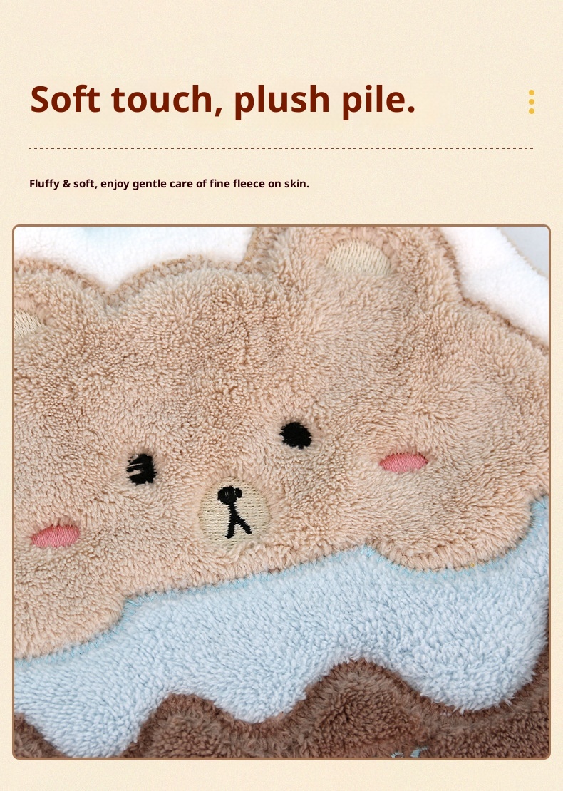 Lillian Cartoon Children's Hanging Coral Fleece Hand Non-Shedding Absorbent Quick-Dry Bathroom Small Gift Towel_voghion.com