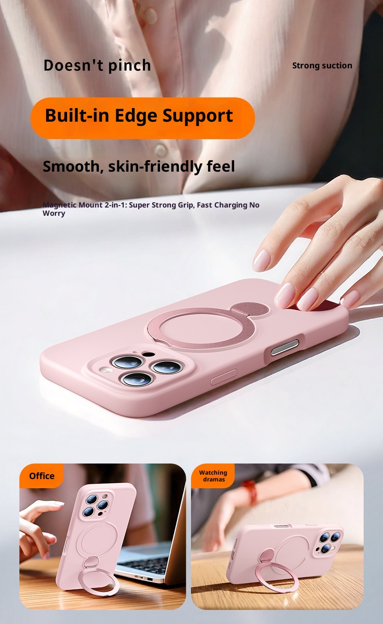 Étui de protection intégral en silicone liquide TechGlobe avec support à 360°, compatible iPhone 17 et iPhone 16 Pro, et dragonne._voghion.com