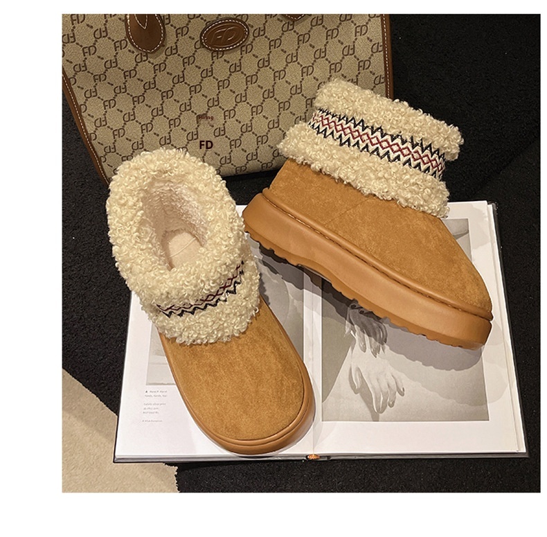 Zees Qidan Shoe Factory Women's Winter Snow Boots Korean Style Fleece-Lined Warm High-Top EVA Thick Sole Non-Slip Heel Cotton_voghion.com