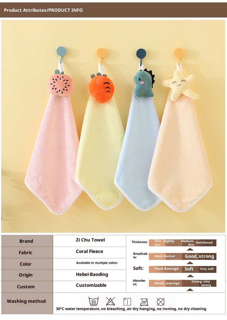 Lillian Kore Versiyonu Karikatür Yeni Mutfak Askılı El Havlusu Hızlı Kuruyan Bez Çocuklar Kalınlaştırılmış Mercan Polar Emici_voghion.com