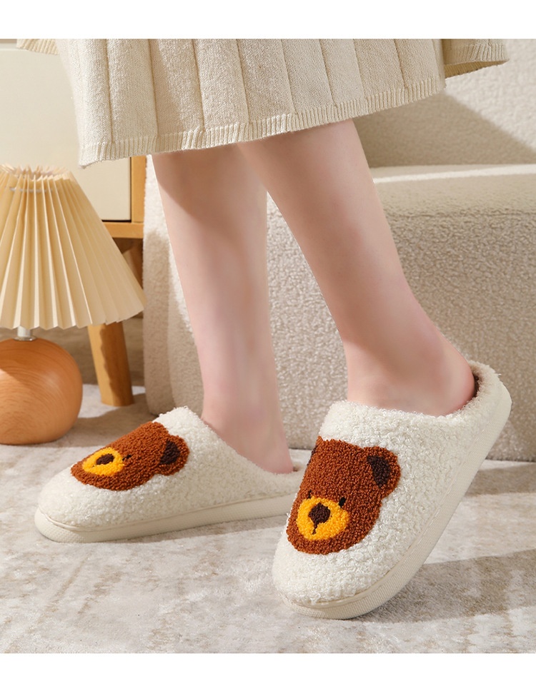 Zees Coss-Bode Hot-Selling Catoon Bibi Bea Smiling Face Cotton Fo Women Wholesale Indoo Home Plush Wam Slippes_voghion.com