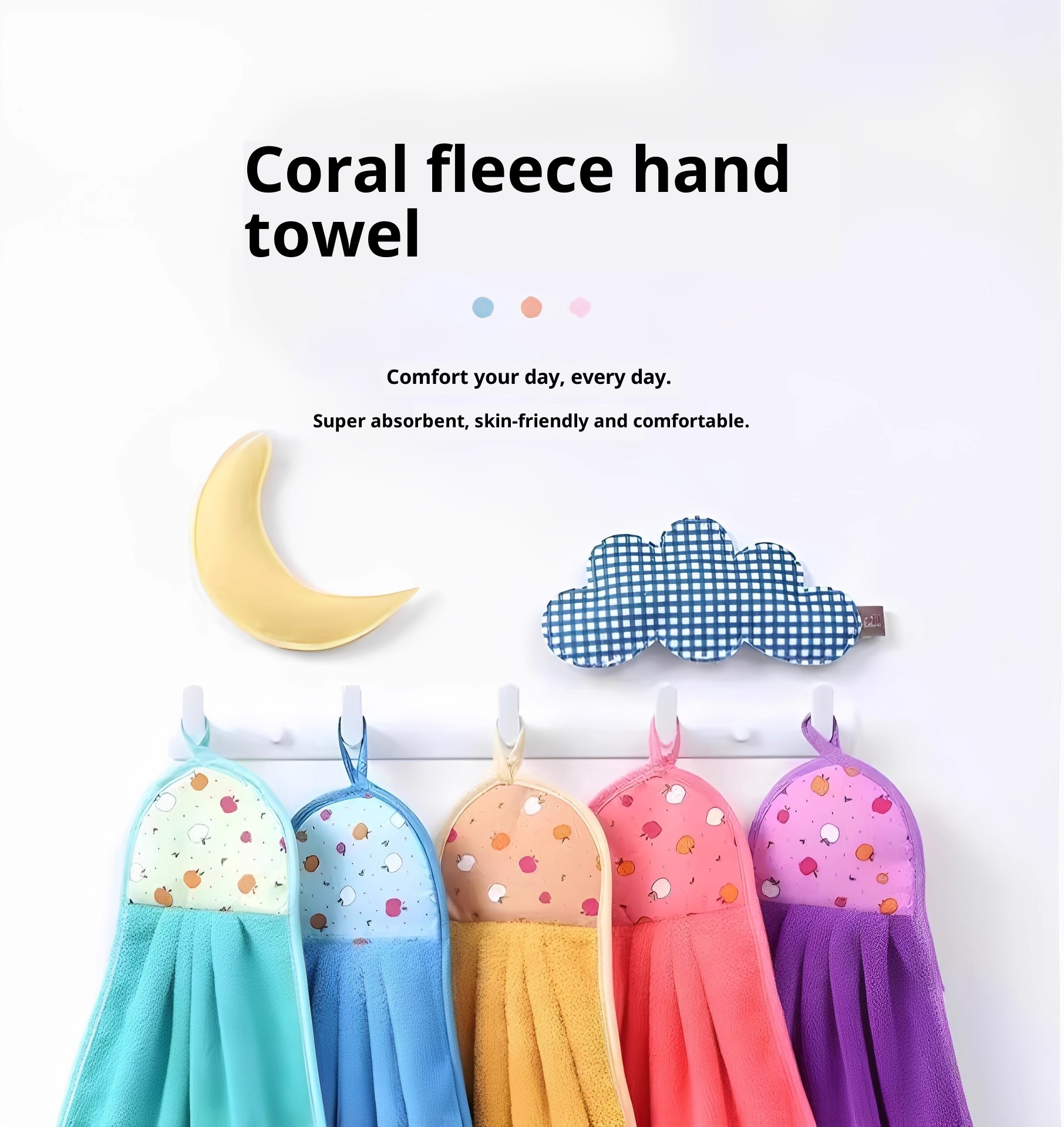 Lillian Coral Fleece Cloth Bathroom Kitchen Hand Hanging Towel Strong Absorbency Non-Shedding_voghion.com
