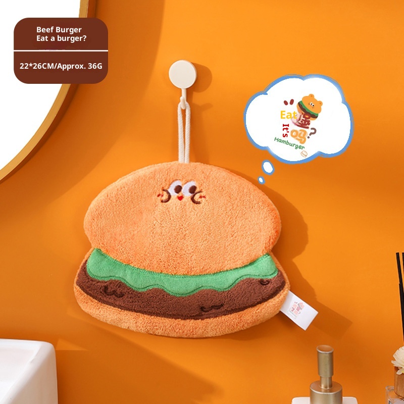 Lillian Nieuwe schattige cartoon hangende keukenhanddoek, snel drogend, drielaags verdikte koraalfleece handdoek_voghion.com