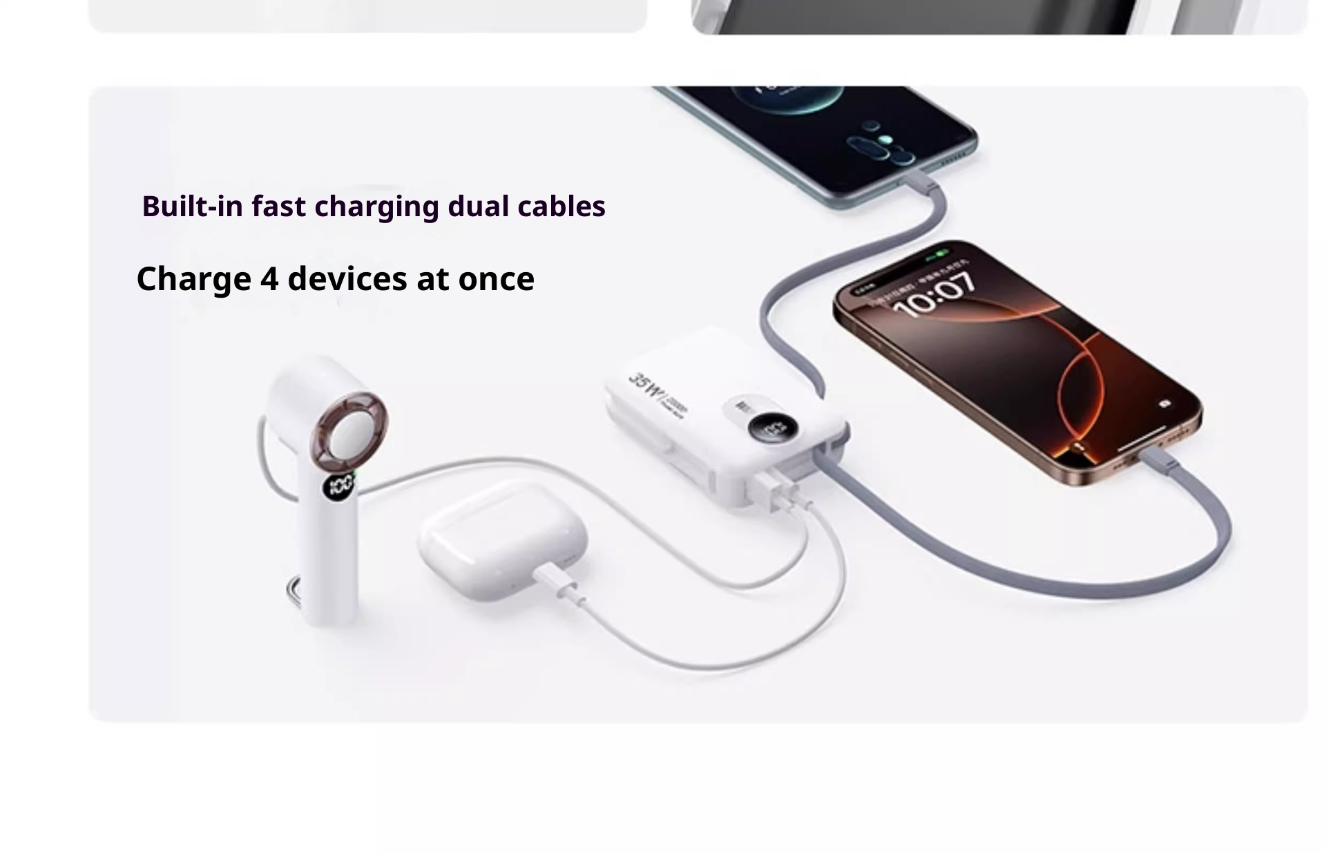 techglobe W&P Power Bank With Built-in Cable, Compact And Portable, Ultra-Thin, 2W MAh Large Capacity, 45W Fast Charging, Airplane_voghion.com