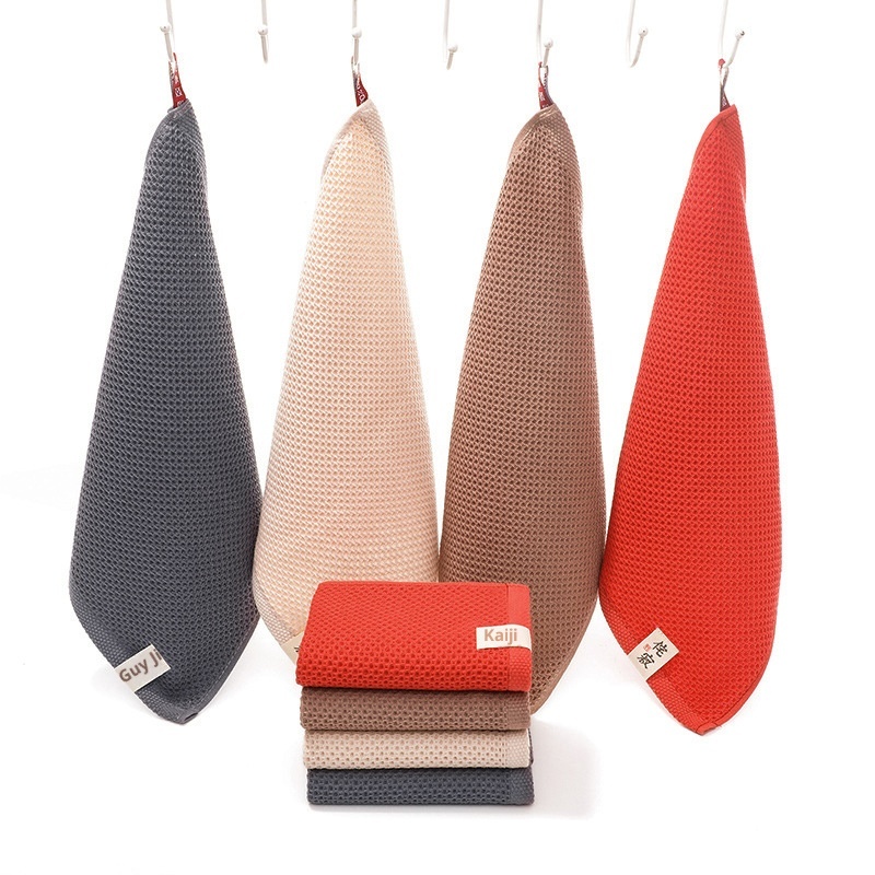 Lillian Wabi-Sabi Japanese Honeycomb Adult Large Hanging Hand All-Cotton Gift Square Towel Custom Label_voghion.com