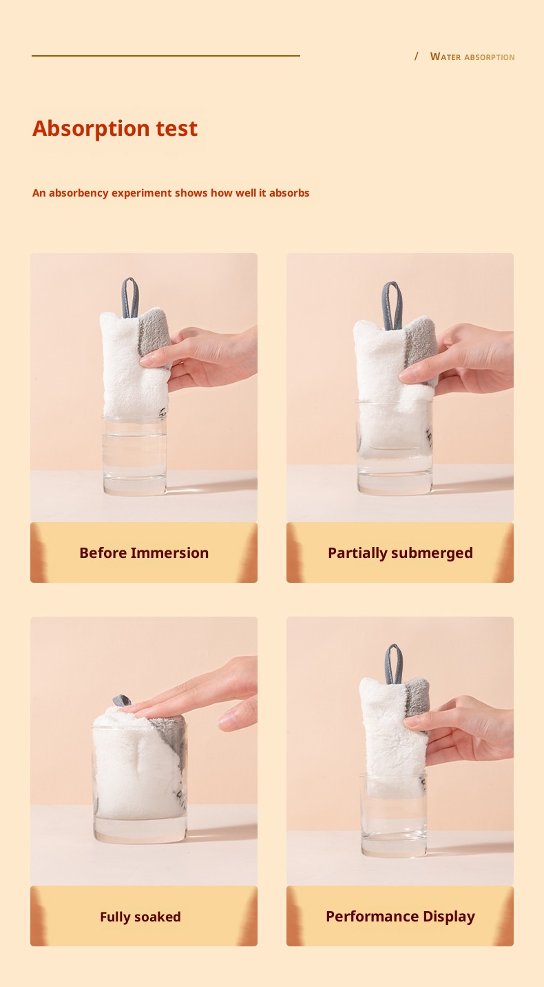 Lillian Cat Hanging Washing Children Cute Coral Fleece Towel Kitchen Super Absorbent Thickened Hand Wiping Cloth_voghion.com