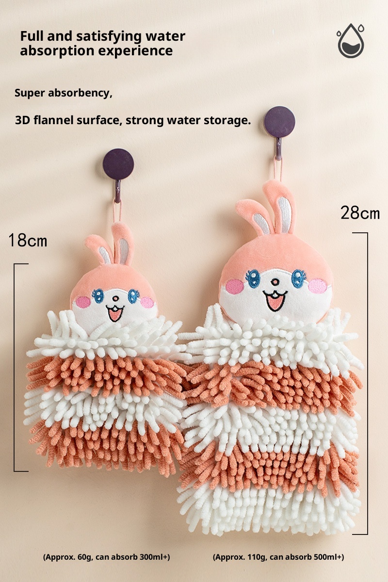 Lillian Hanging Cartoon Animal Chenille Kangle House Children's Household Kitchen Absorbent Hand Towel Wholesale_voghion.com