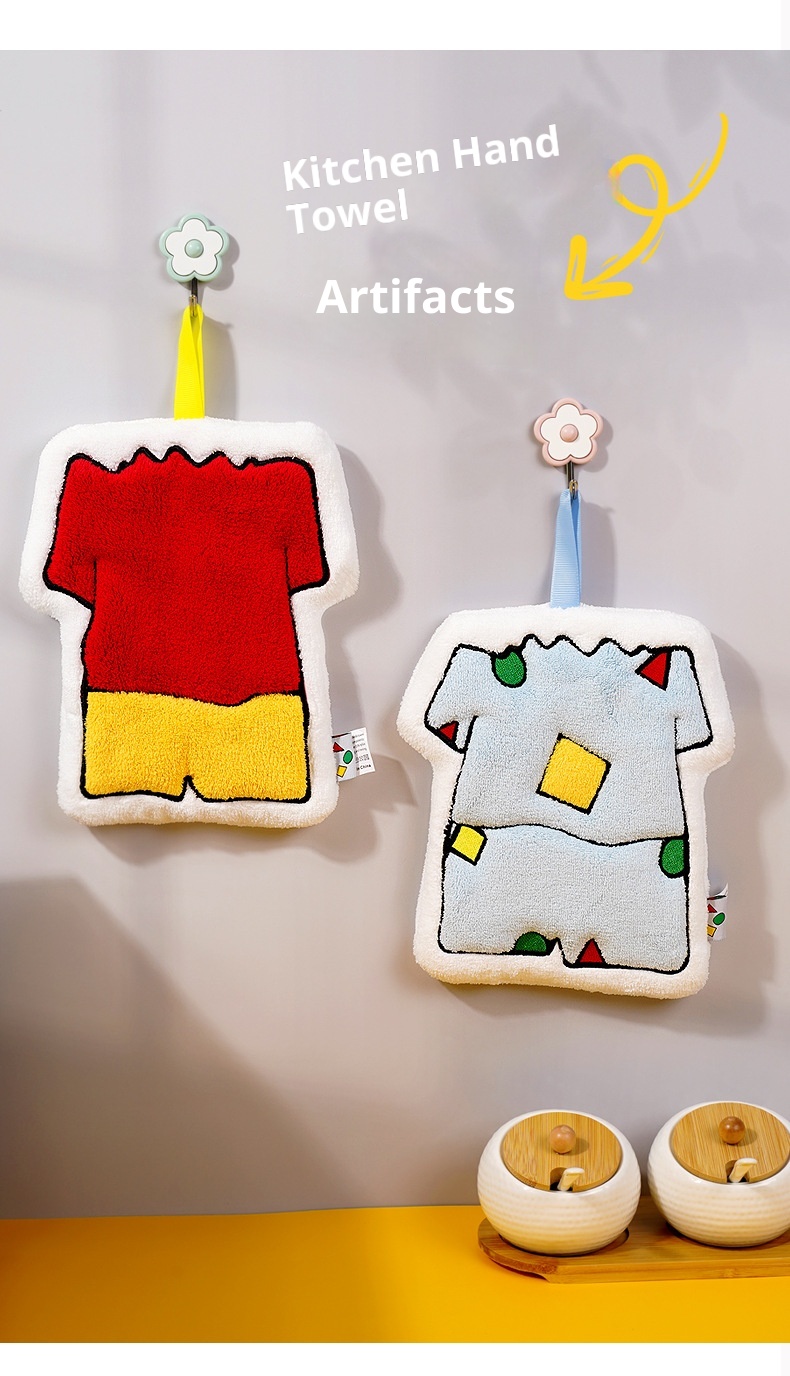 Lillian Cartoon Cross-Border Shin-chan Asciugamano da appendere alla mano in pile di corallo antiodore per bambini, piccolo asciugamano da cucina, regalo ad asciugatura rapida_voghion.com