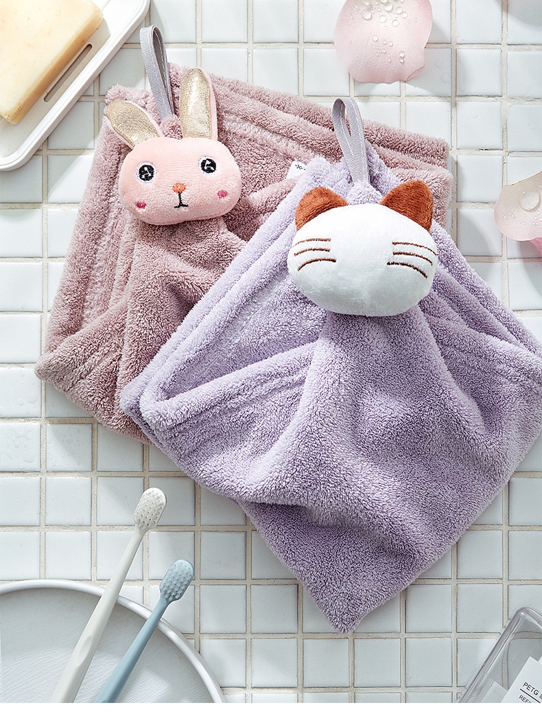 Lillian Sanli Hand Coral Fleece Hanging Kitchen And Bathroom Towel Absorbent Japanese Cartoon Cute Wholesale In Stock_voghion.com