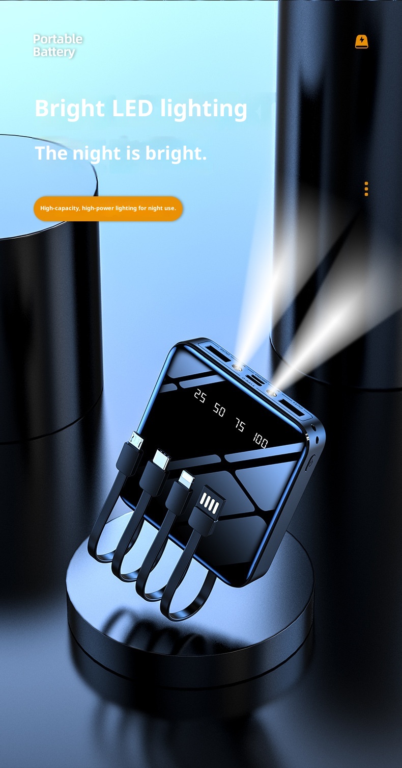 TechGlobe Four-Wire Mini Bank 20000mAh Fast Charging Mobile Power Supply Gift Custom Creative Lithium Battery_voghion.com