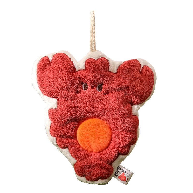 Lillian Creative Cute Cartoon Household Hanging Kitchen Hand Wiping Quick-Dry Thick Coral Fleece Towel Handkerchief_voghion.com