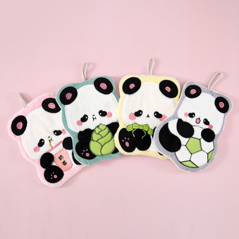 Asciugamano da tavolo in pile corallo per bambini, assorbente, anti-pelucchi, da appendere, a forma di panda, di Lillian Home Use_voghion.com