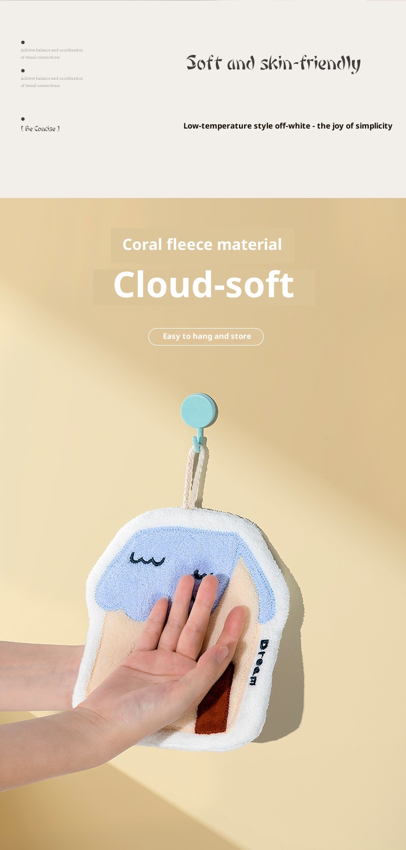 Lillian Cute Absorbent Hanging Plush Thickened Bathroom Handkerchief Hand Washing Small Square Towel Kitchen Cloth_voghion.com