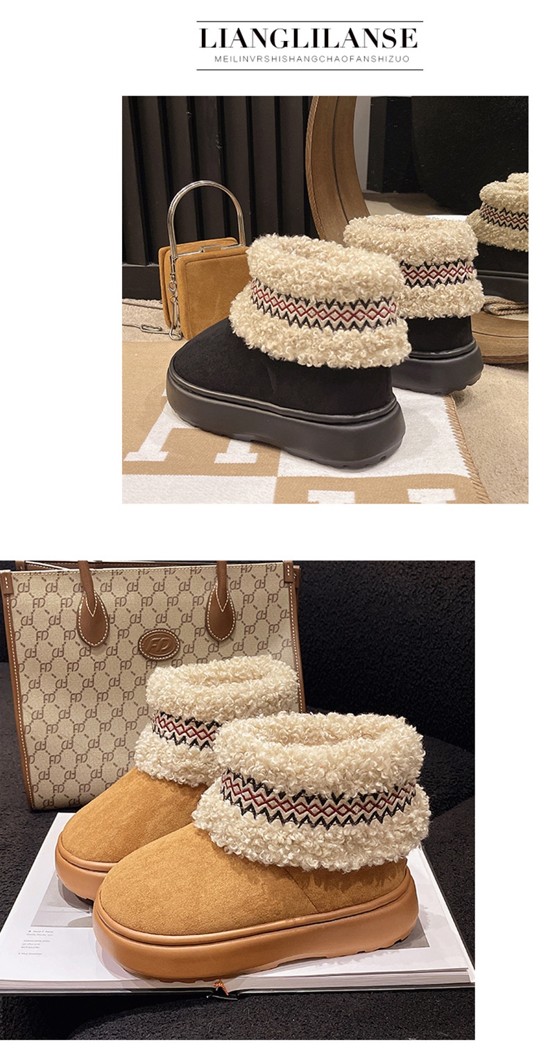 Zees Qidan Shoe Factory Women's Winter Snow Boots Korean Style Fleece-Lined Warm High-Top EVA Thick Sole Non-Slip Heel Cotton_voghion.com