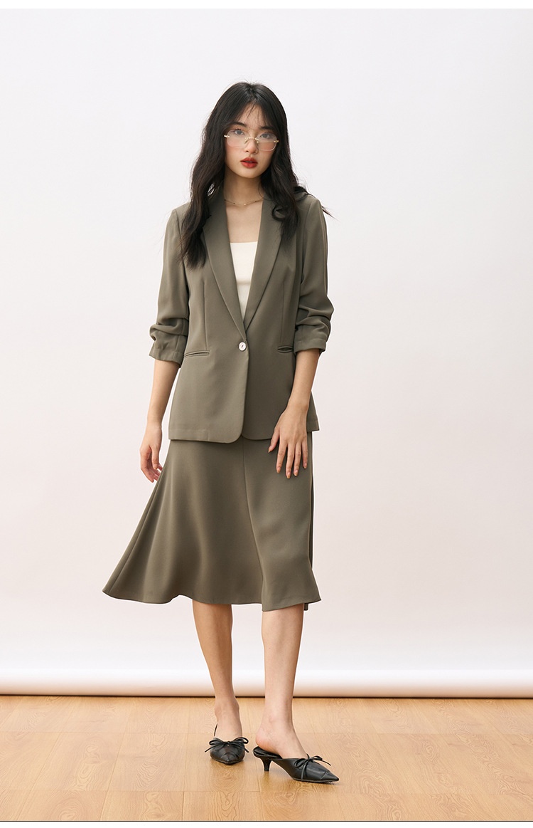 girl Girl [Shengdu] Autumn New Suit Set Elegant Slim Single-Breasted Professional Blazer Women's Skirt_voghion.com