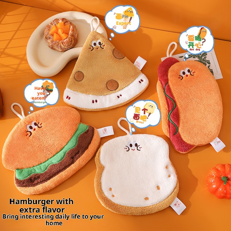 Lillian Nieuwe schattige cartoon hangende keukenhanddoek, snel drogend, drielaags verdikte koraalfleece handdoek_voghion.com