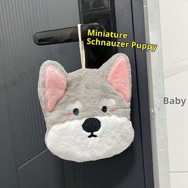 Lillian Puppy Cartoon Thickened Coral Fleece Hand Hanging Absorbent Quick-Dry Bathroom Towel Home Cute Pet Soft_voghion.com