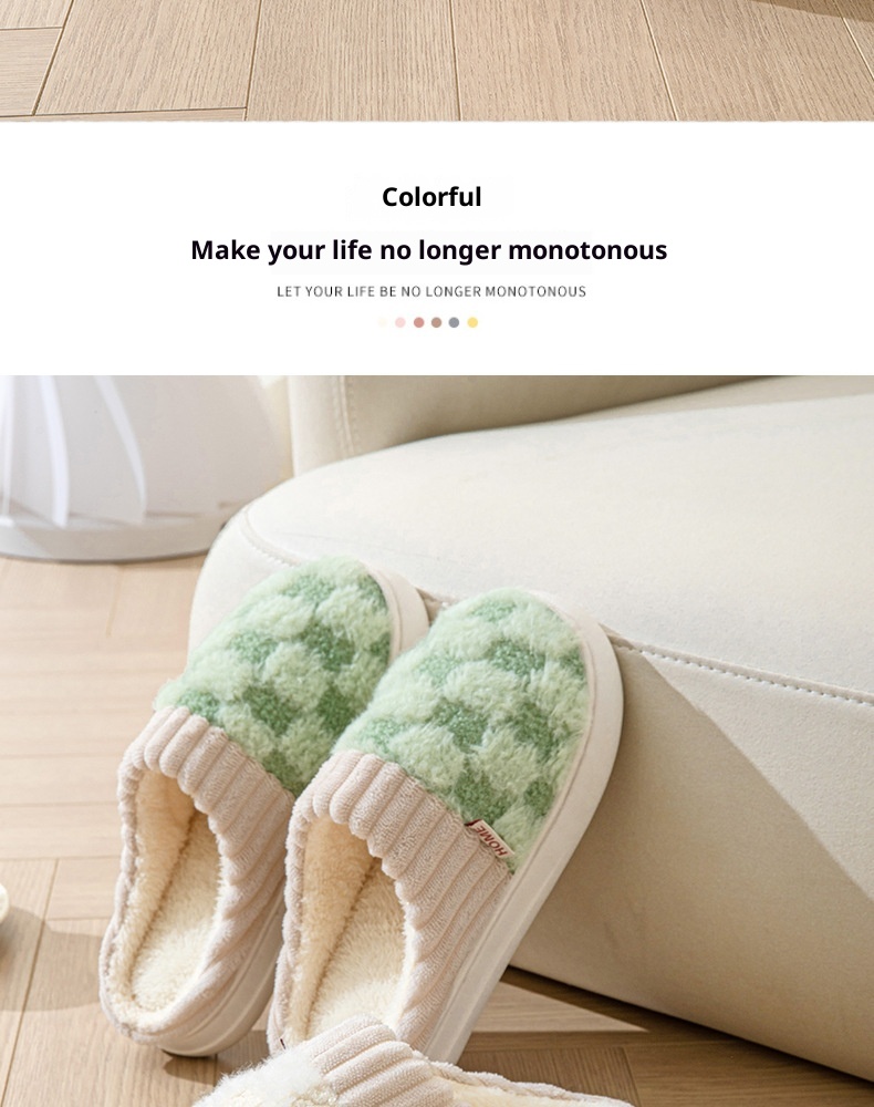 Zees Autumn Thick Sole Plush For Women Indoor Home Simple Warm Lightweight Maternity Winter Cotton Slippers_voghion.com