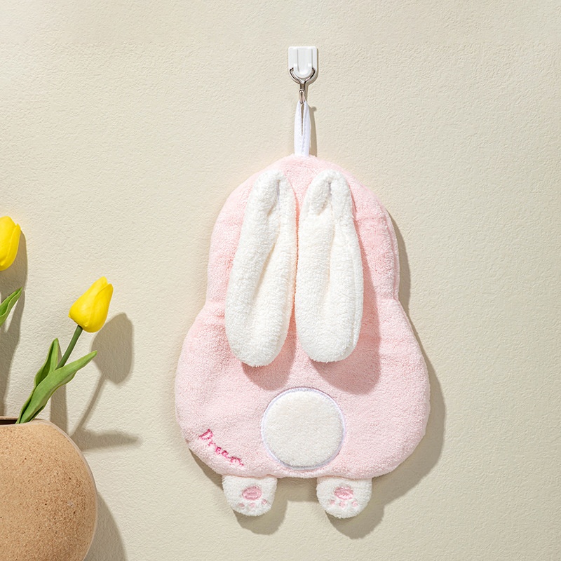 Lillian Cartoon Animal Thickened Hand Coral Fleece Bathroom Hanging Absorbent Towel Kitchen Washroom Small Handkerchief_voghion.com