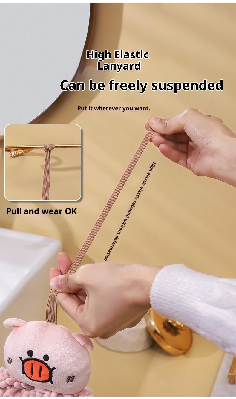 Lillian Cute Cartoon Chenille Ball Kitchen Bathroom Hanging Hand Absorbent Towel Thickened_voghion.com