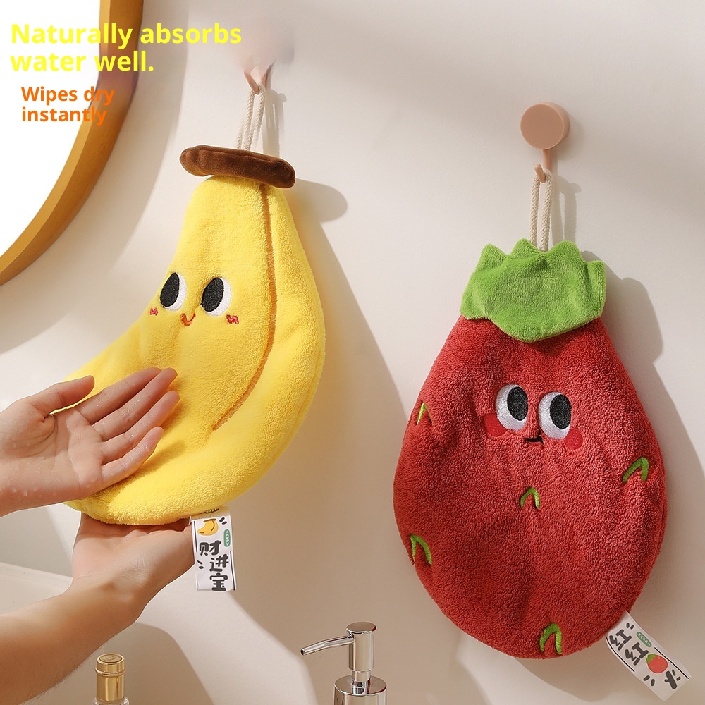 Lillian Xiguo Series Cute Hanging Hand Children's Coral Fleece Absorbent Towel Kitchen Bathroom Dual-use Handkerchief_voghion.com
