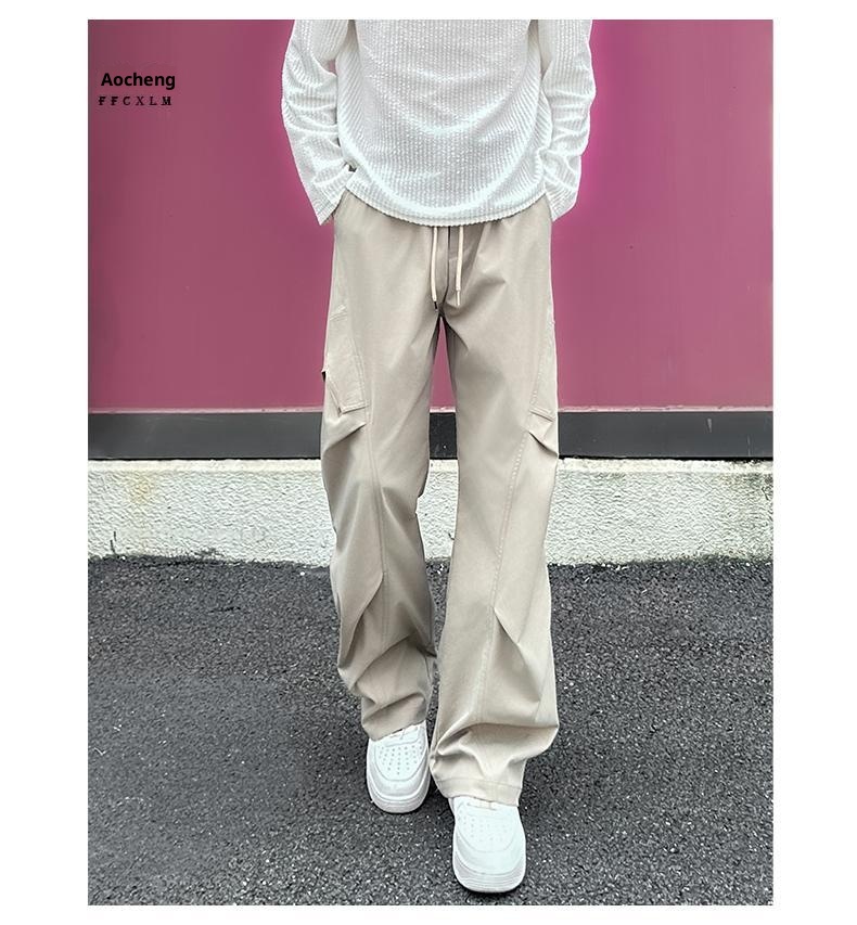 Pantaloni cargo da uomo in stile americano, autunno inverno, lavati, casual, dritti, alla moda, da paracadutista all'aperto, 2025_voghion.com