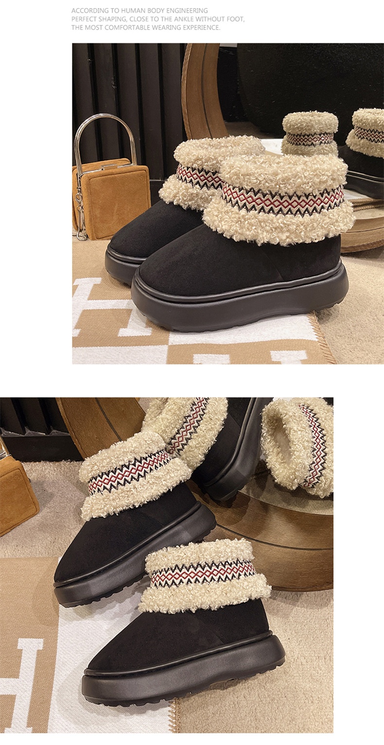 Zees Qidan Shoe Factory Women's Winter Snow Boots Korean Style Fleece-Lined Warm High-Top EVA Thick Sole Non-Slip Heel Cotton_voghion.com