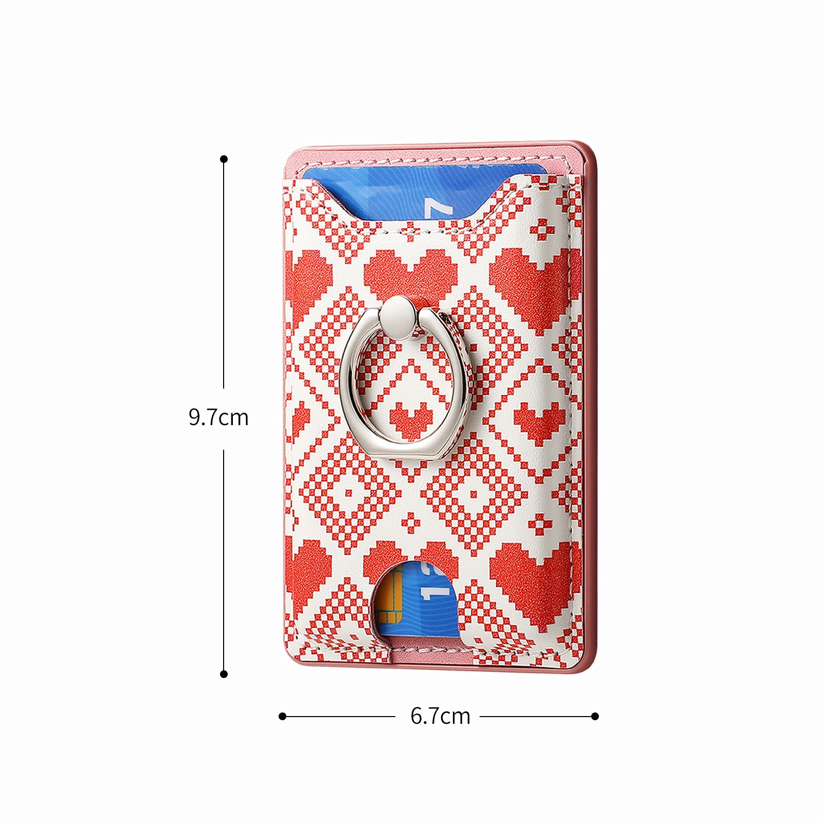 TechGlobe Heart-shaped Phone Back Multi-functional Slot Stand Ring Holder Wallet Coin Clip Bank Card Sticker_voghion.com