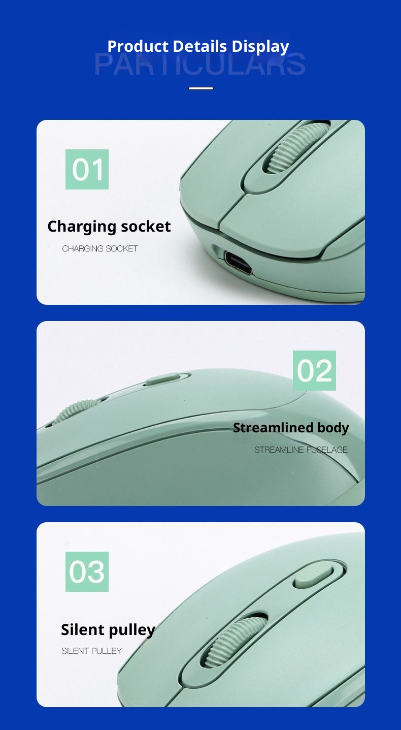 Techglobe Qinchuangyuan 256 Maus, wiederaufladbar, Bluetooth, Macron, mehrfarbig, Typ-C, leise, kabellos, Dual-Modus_voghion.com