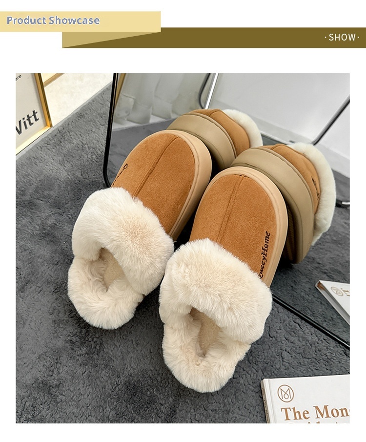Zees Women's Cotton Autumn 2025 New Simple Fashion Indoor Home Non-Slip Furry Slippers Men Winter_voghion.com