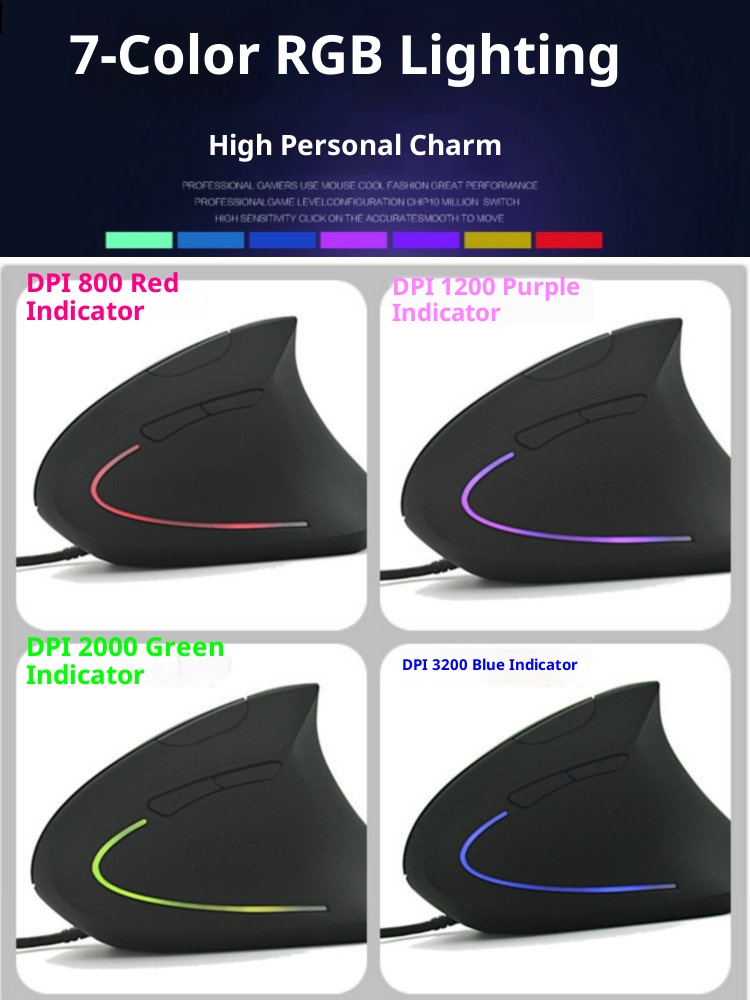 Techglobe New Optical Wired 5th Generation Luminous Matte Vertical Gaming Mouse With Wrist Rest For Men And Women Wholesale_voghion.com